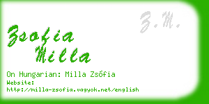 zsofia milla business card