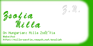 zsofia milla business card